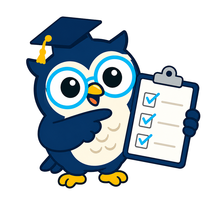 WP SEO Agent owl mascot holding a checklist of SEO recommendations